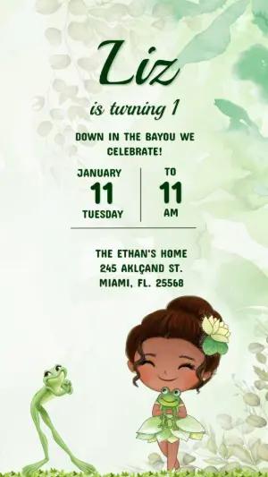Princess and Frog Birthday Invitation Editable Template