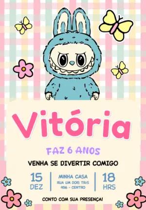 Convite Digital Aniversário Infantil Labubu Editável