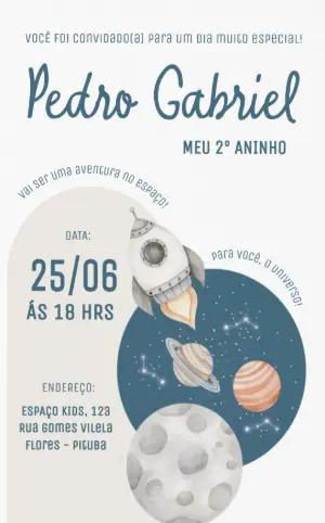Convite de Aniversário Astronauta no Espaço para Editar Online