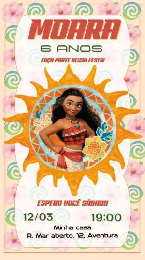 Modelo de Convite Moana para Aniversário Infantil Editável
