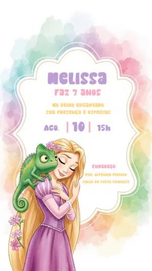 Convite Aniversário Rapunzel Enrolados para Editar Online