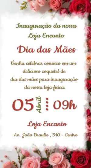 Convite de Inauguração de Loja Floral Dia das Mães Editável
