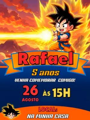 Convite de Aniversário Dragon Ball com Goku para Editar