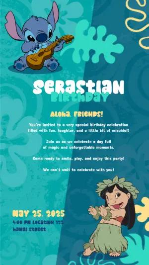 Editable Lilo & Stitch Birthday Invitation Template
