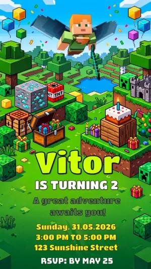 Minecraft Birthday Invitation | Editable Digital Template