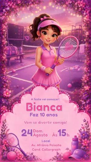 Convite de Aniversário Tênis Menina Rosa Modelo Editável