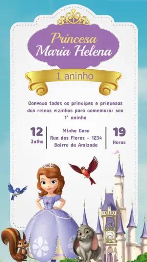 Convite Aniversário Princesinha Sofia Editável Online