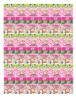 Rótulo para Tic Tac Safari Rosa Aniversário Menina Editável