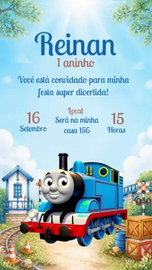 Convite de Aniversário Thomas e Seus Amigos Editável