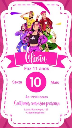 Convite de Aniversário Guerreiras do Kpop para Editar