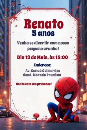 Convite de Aniversário Homem Aranha para Editar Online