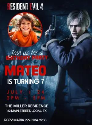 Resident Evil 4 Themed Birthday Invitation Editable Template