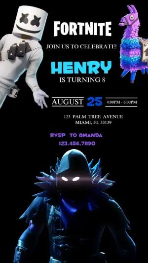 Fortnite Birthday Invitation Template | Editable Gaming Party Invite