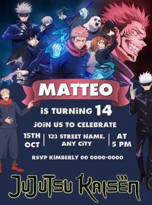 Jujutsu Kaisen Birthday Invitation | Editable Anime Template