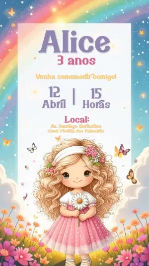 Convite Aniversário Boneca no Jardim Encantado para Editar