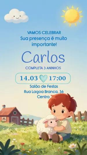 Convite de Aniversário Fazendinha Fofo para Editar