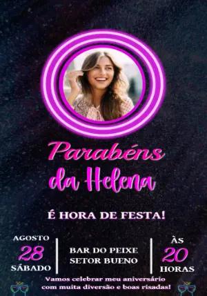 Convite Animado de Aniversário Neon com Foto para Editar Online