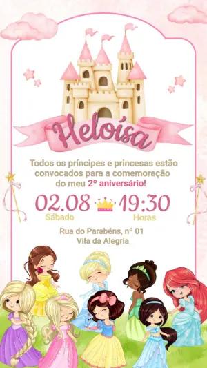 Convite de Aniversário Princesas Disney Baby para Editar