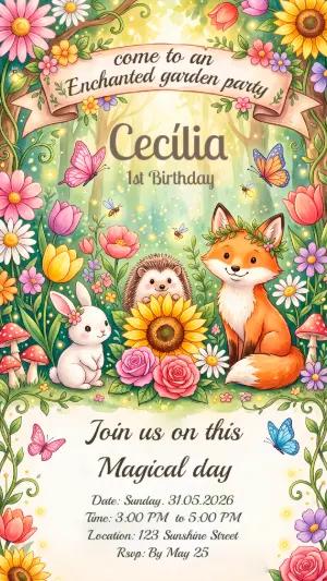 Enchanted Garden Birthday Invitation | Editable Template