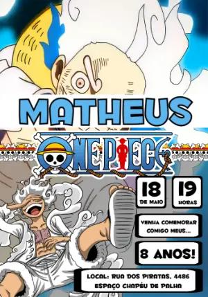 Convite Animado Aniversário One Piece Luffy para Editar Online
