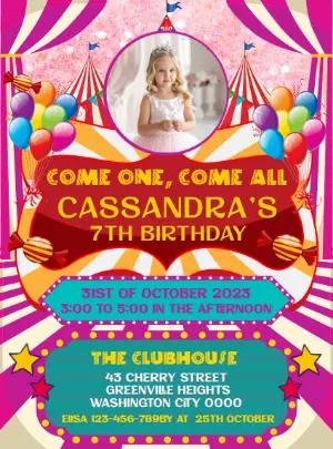 Fun Circus Birthday Invitation | Editable Digital Template