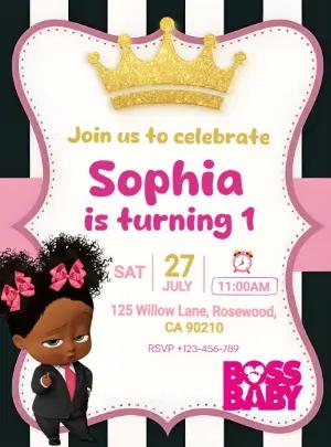 Boss Baby Princess Birthday Invitation - Editable Template
