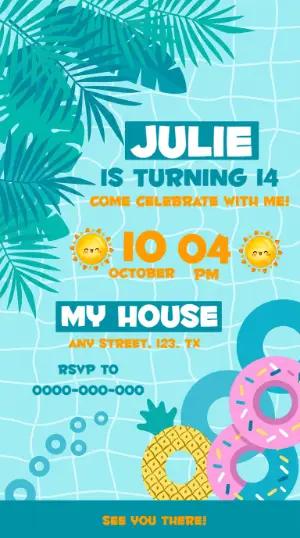 Colorful Pool Party Birthday Invitation | Editable Template