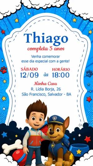 Convite de Aniversário Patrulha Canina Editável