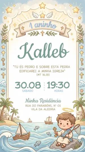 Convite de Aniversário Tu és Pedro Infantil Editável