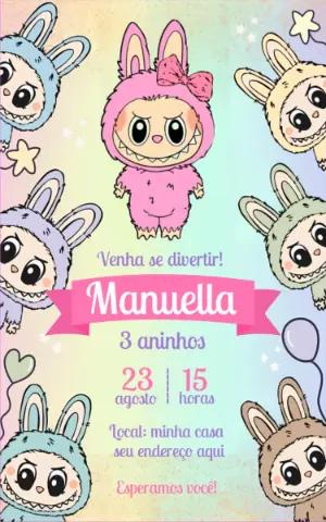 Convite de Aniversário Labubu para Editar Online