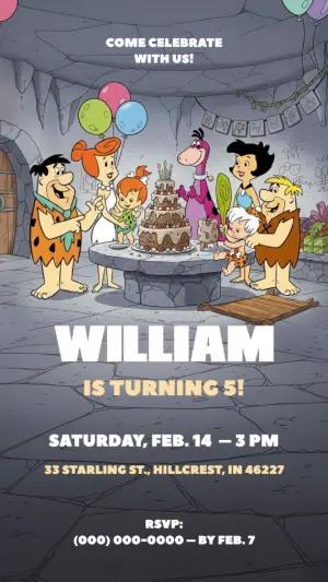 Flintstones Birthday Invitation Editable Template