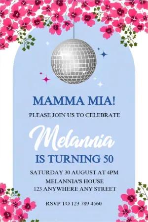 Mamma Mia Disco Birthday Invitation | Editable Digital Template