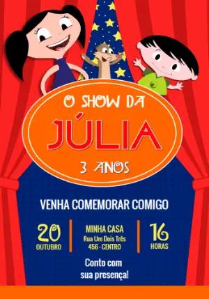 Convite de Aniversário Show da Luna Colorido para Editar