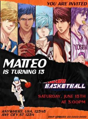 Anime Basketball Birthday Party Invite | Editable Template for Teens
