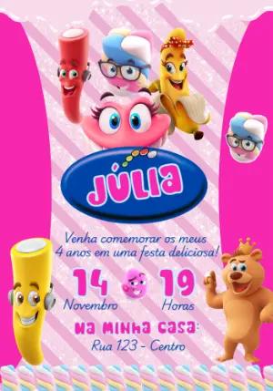 Convite Aniversário Tema Doces Fini para Editar Online