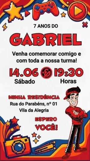 Convite de Aniversário Enaldinho Youtuber Editável
