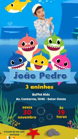 Convite Animado de Aniversário Baby Shark para Editar Online