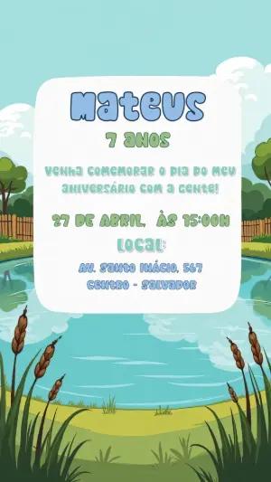 Convite de Aniversário Tema Lago para Editar Online e Imprimir