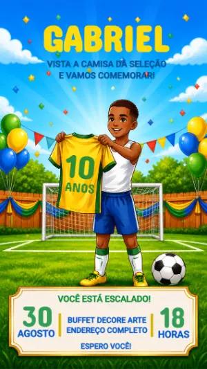 Convite de Aniversário Futebol Brasil para Editar