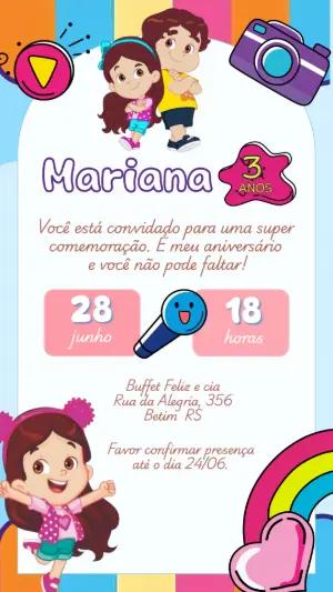 Convite de Aniversário Maria Clara e JP para Editar Online