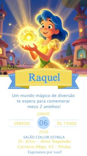 Convite Digital Aniversário Mundo Mágico para Editar