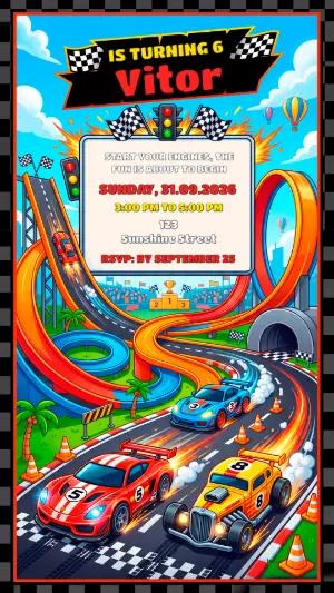 Hot Wheels Birthday Invitation | Editable Race Party Template
