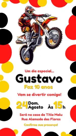 Convite de Aniversário Motocross Radical para Editar Online