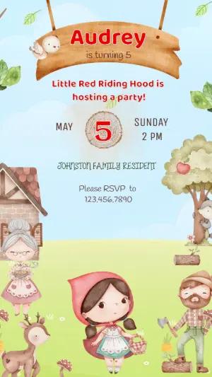 Little Red Riding Hood Birthday Invitation Editable Template