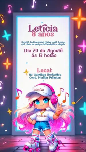 Convite de Aniversário Roblox Menina para Editar Online