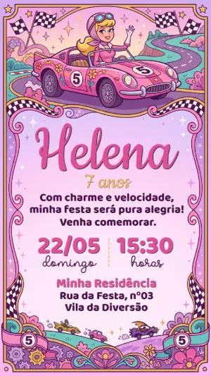 Convite de Aniversário Penélope Charmosa Rosa Editável