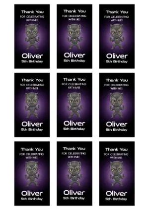 Editable Black Panther Birthday Thank You Tags Template