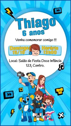 Convite Aniversário Brancoala com Personagens para Editar Online