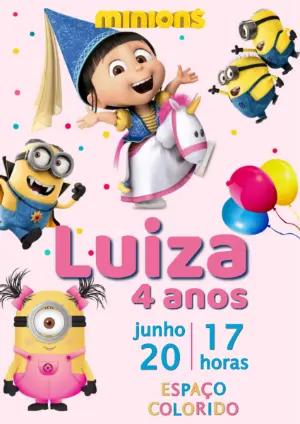 Convite de Aniversário Minions Divertido para Editar