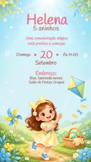 Convite Aniversário Pipa no Jardim Encantado para Editar